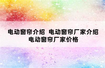 电动窗帘介绍  电动窗帘厂家介绍 电动窗帘厂家价格